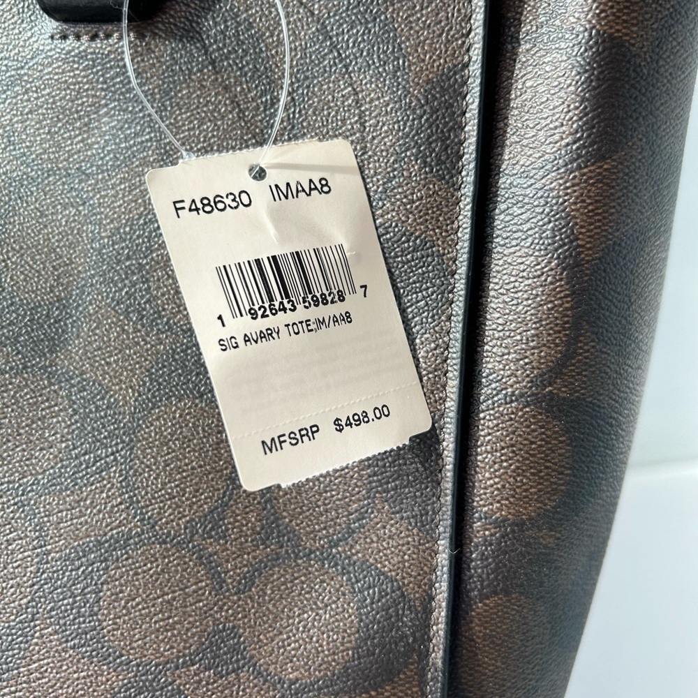 Coach Two Tone Leather and Signature Print Large Satchel - Picture 3 of 10